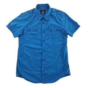 i Jeans by Buffalo David Bitton Shirt Men's L Turquoise Short Sleeve EUC Pockets